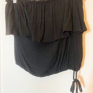 Black Ruffle Strapless Crop Top